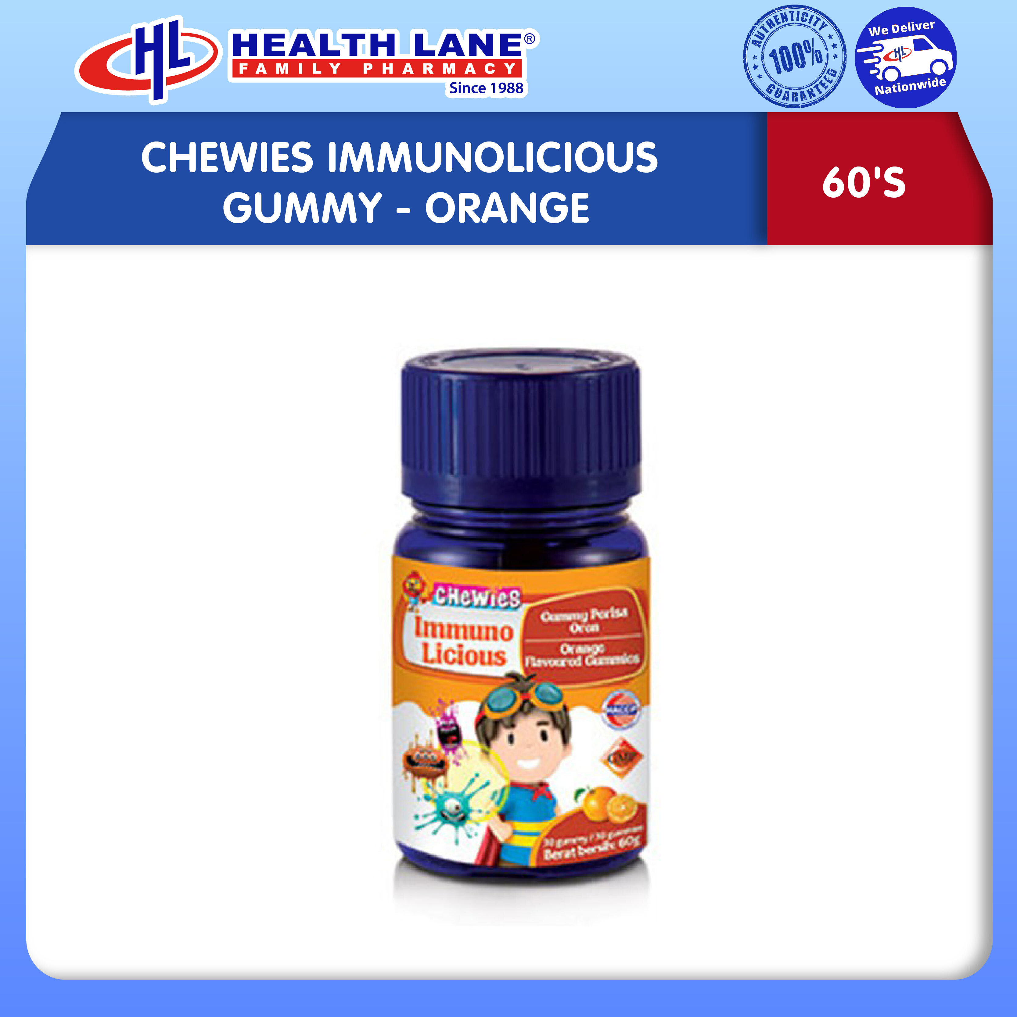 CHEWIES IMMUNOLICIOUS GUMMY- ORANGE (60'S) Exp: 2/24